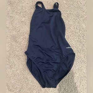 Dolfin Navy Sz Sm Swimmer 1 Piece, Cross Back Supportive Bathing Suit Women’s ￼